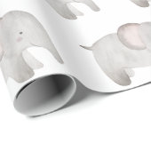 Elephant Baby Grey Waterverf Cute Modern Cadeaupapier (Rol Hoek)