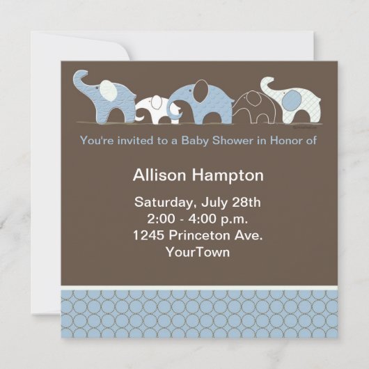 Elephant Baby Invitation Kaart (Voorkant)
