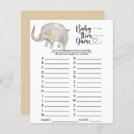 Elephant Baby item Game. Baby shower game