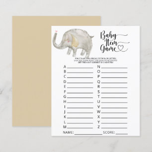 Elephant Baby item Game. Baby shower game
