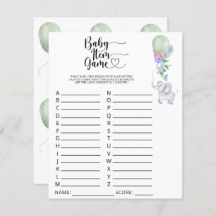 Elephant Baby item Game. Baby shower game