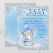 Elephant Baby its Kold Buiten Baby shower Kaart (Voorkant / Achterkant)