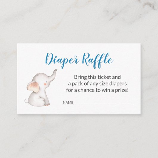 Elephant Baby Luier Raffle Ticket Informatiekaartje (Voorkant)