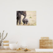 Elephant baby met foto van Moederliefde Poster (Keuken)