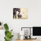 Elephant baby met foto van Moederliefde Poster (Thuiskantoor)