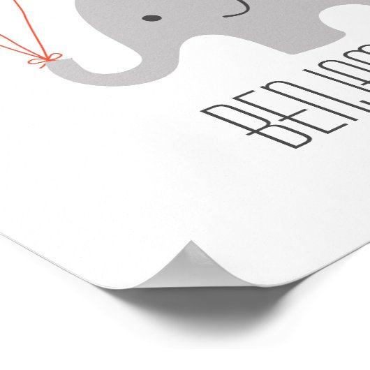 Elephant Baby Nursery Poster op maat (Hoek)