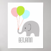 Elephant Baby Nursery Poster op maat (Voorkant)