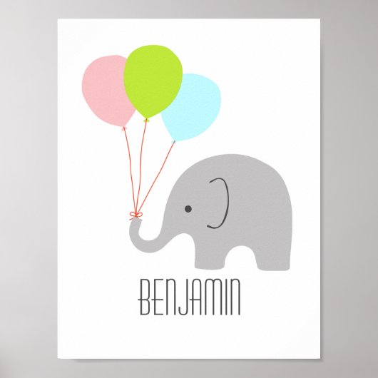 Elephant Baby Nursery Poster op maat (Voorkant)