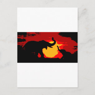 Elephant, Baby olifant & zonnebank Briefkaart