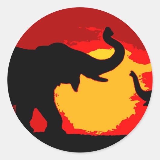Elephant, Baby olifant & zonnebank Ronde Sticker (Voorkant)