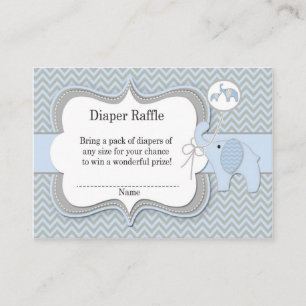 Elephant Baby Raffle Chevron Print Informatiekaartje