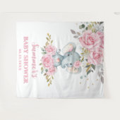 Elephant Baby Roze Bloemen Baby shower Achtergrond Wandkleed (Voorkant (horizontaal))