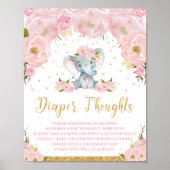 Elephant Baby shower Activity Diaper Thans Poster (Voorkant)