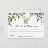 Elephant Baby shower Advice Kards Informatiekaartje (Voorkant / Achterkant)