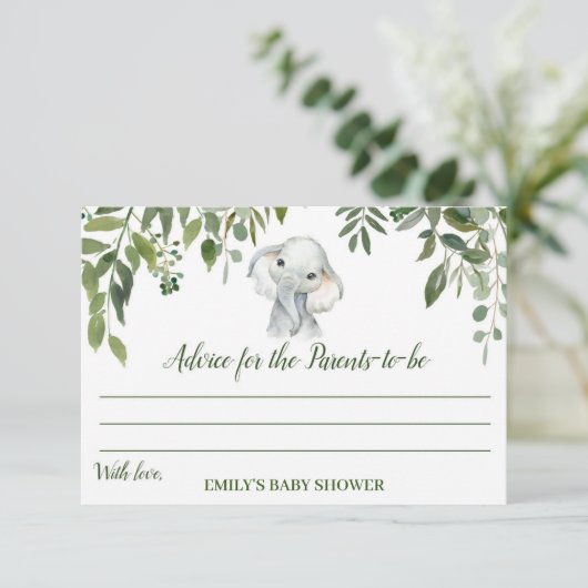 Elephant Baby shower Advice Kards Informatiekaartje (Staand voorkant)