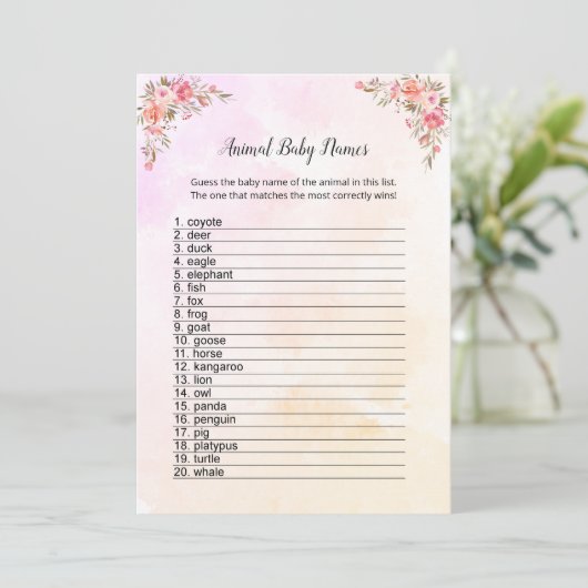 Elephant Baby shower Animal Baby Names Kaart (Staand voorkant)