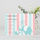 Elephant Baby shower - Aqua Kaart (Staand voorkant)
