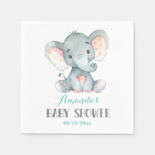 Elephant Baby shower Aqua Napkins Servet