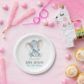 Elephant Baby shower Aqua Paper Bord (Feest)