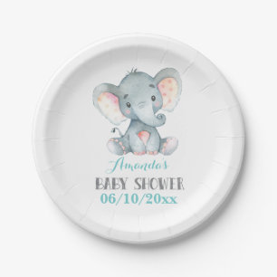 Elephant Baby shower Aqua Paper Bord