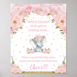 Elephant Baby shower Arrival Cheer Pop Champagne Poster