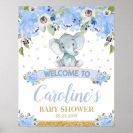 Elephant Baby shower Baby Boy Welkome Sign Poster