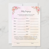 Elephant Baby shower Baby Language Game Kaart (Voorkant)