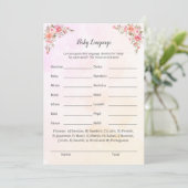 Elephant Baby shower Baby Language Game Kaart (Staand voorkant)