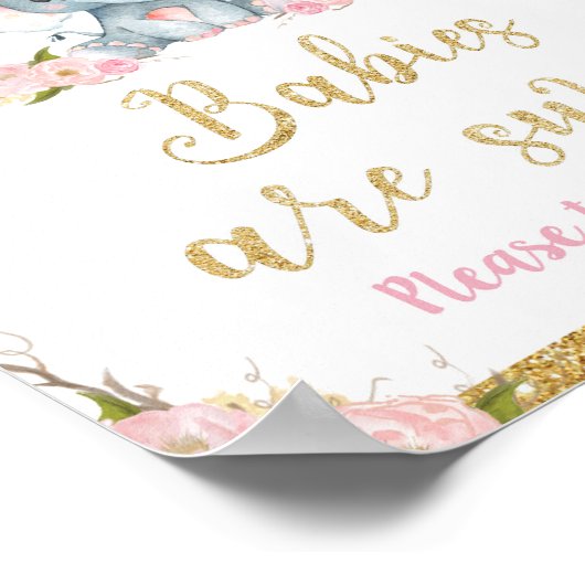 Elephant Baby shower baby's zijn Sweet Treat Sign Poster (Hoek)