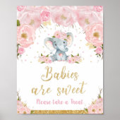 Elephant Baby shower baby's zijn Sweet Treat Sign Poster (Voorkant)