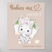 Elephant baby shower Baby's zijn zoet om te trakte Poster (Voorkant)