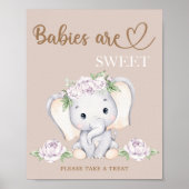 Elephant baby shower Baby's zijn zoet om te trakte Poster (Voorkant)