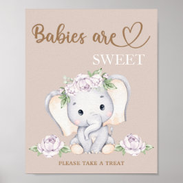 Elephant baby shower Baby's zijn zoet om te trakte Poster