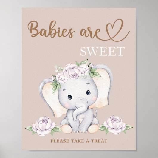 Elephant baby shower Baby's zijn zoet om te trakte Poster (Voorkant)