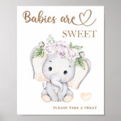 Elephant baby shower Baby's zijn zoet om te trakte Poster (Voorkant)