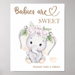 Elephant baby shower Baby's zijn zoet om te trakte Poster