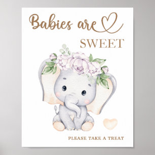 Elephant baby shower Baby's zijn zoet om te trakte Poster