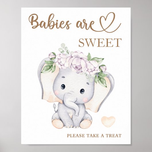 Elephant baby shower Baby's zijn zoet om te trakte Poster (Voorkant)
