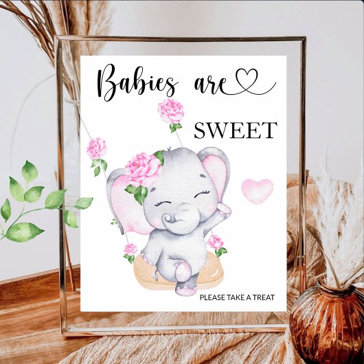 Elephant baby shower Baby's zijn zoet om te trakte Poster