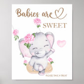 Elephant baby shower Baby's zijn zoet om te trakte Poster (Voorkant)