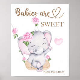 Elephant baby shower Baby's zijn zoet om te trakte Poster