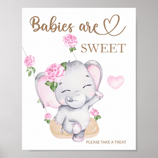 Elephant baby shower Baby's zijn zoet om te trakte Poster (Voorkant)