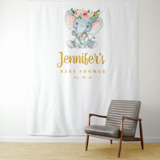 Elephant Baby shower Backdrop, Photo Booth Prop Wandkleed (In situ)
