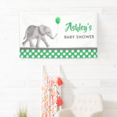 Elephant Baby shower Banner, Green Welcome Sign Spandoek (Insitu)