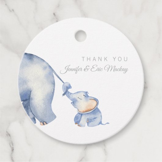 Elephant Baby shower Bedankjes Labels (Voorkant)