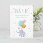 Elephant baby shower bedankkaart (Staand voorkant)