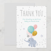 Elephant baby shower bedankkaart (Voorkant / Achterkant)