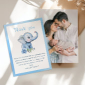 Elephant Baby shower bedankkaart – Blue Waterco