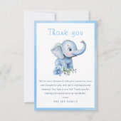 Elephant Baby shower bedankkaart – Blue Waterco (Voorkant)