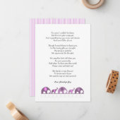 Elephant baby shower bedankt je notities / paarse  (Voorkant / Achterkant in situ)